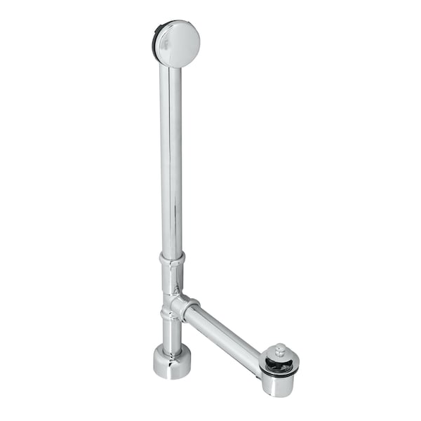 Westbrass Illusionary No-Hole Overflow W/ Twist & Close Bath Waste - 22" Make-Up, 17 Ga. Tubing in Polished C D3221HK-26 - main